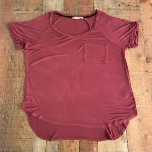 Active USA womens size large maroon scoop neck short sleeve shirt tee t-shirt - Picture 1 of 6